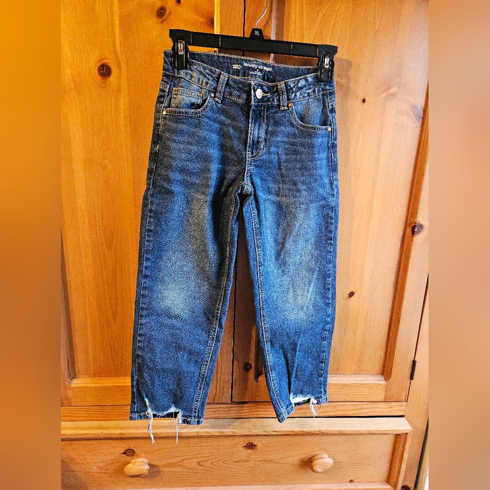 Wonder Nation Slouchy Straight Destressed Blue Denim Jeans SIZE 8